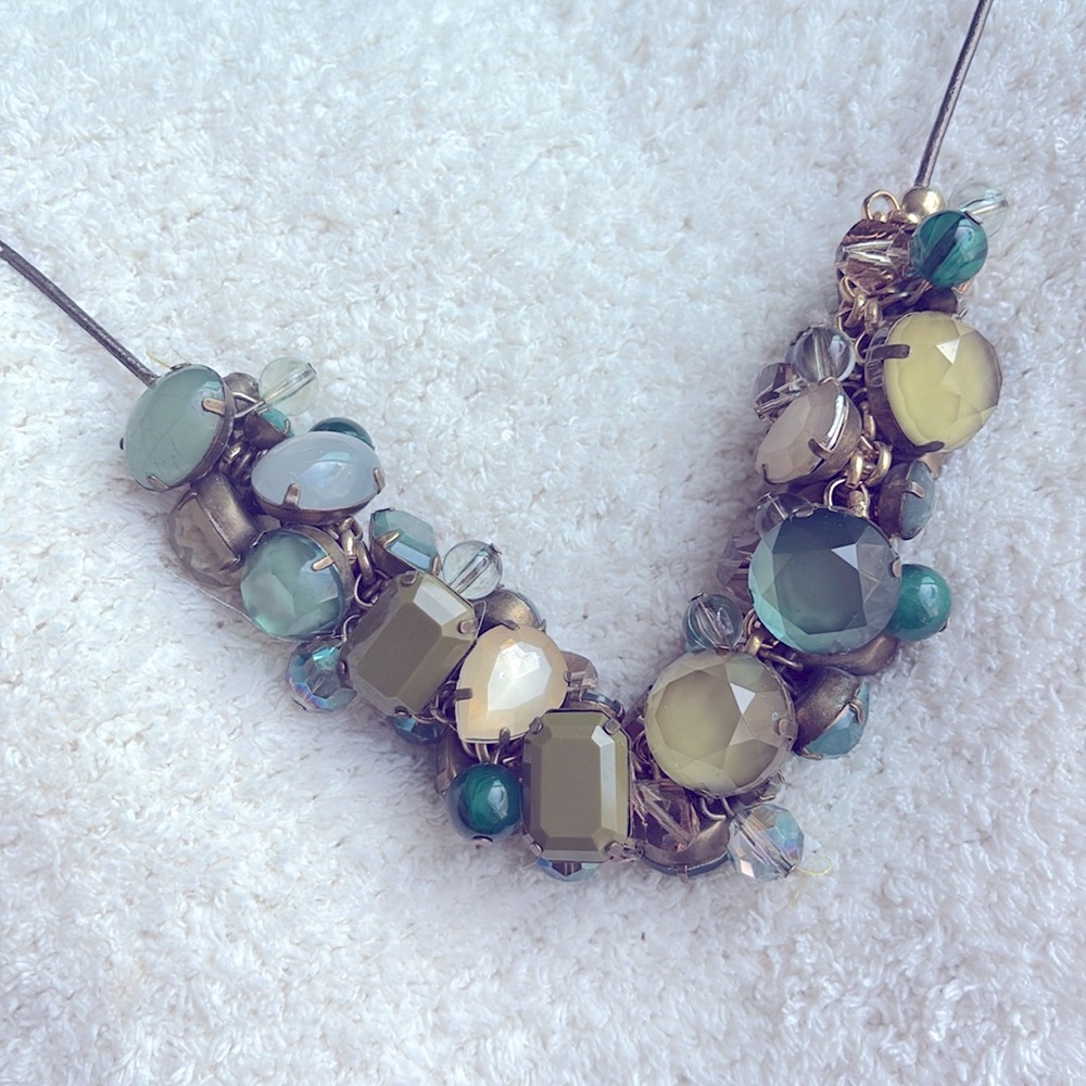 Chicos Elegant Beaded Necklace with Greens & aquas  and Gold Accents